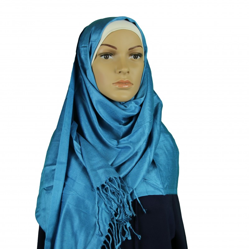 Blue Satin Pashmina Hijab