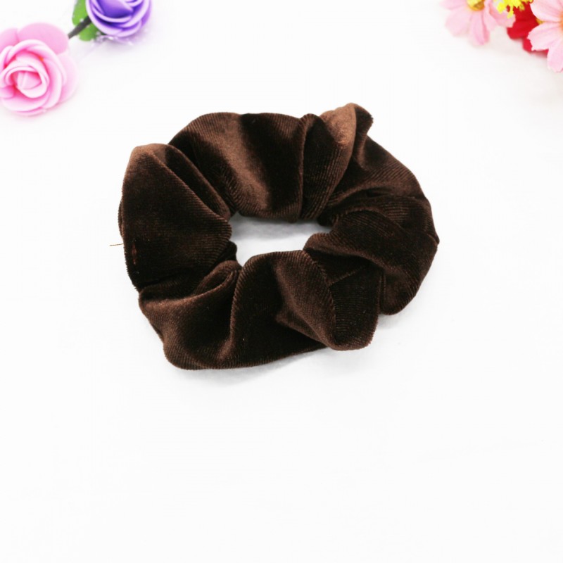 Rt-128-N2 Coffee Color Velvet Hair Scrunchie