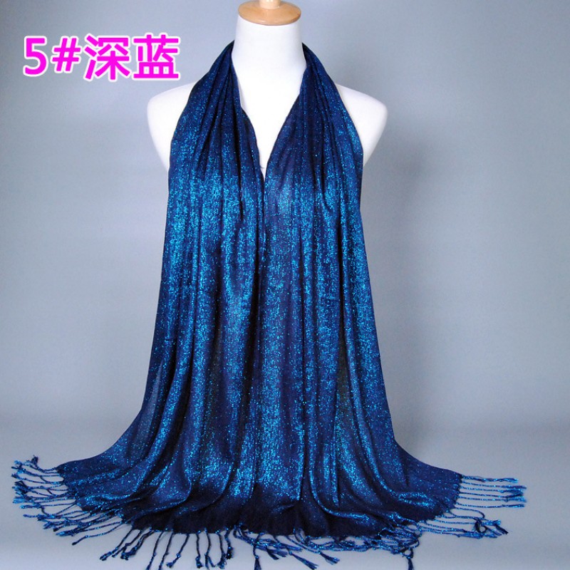 Dark Blue Cotton Shimmery Lustre Scarf