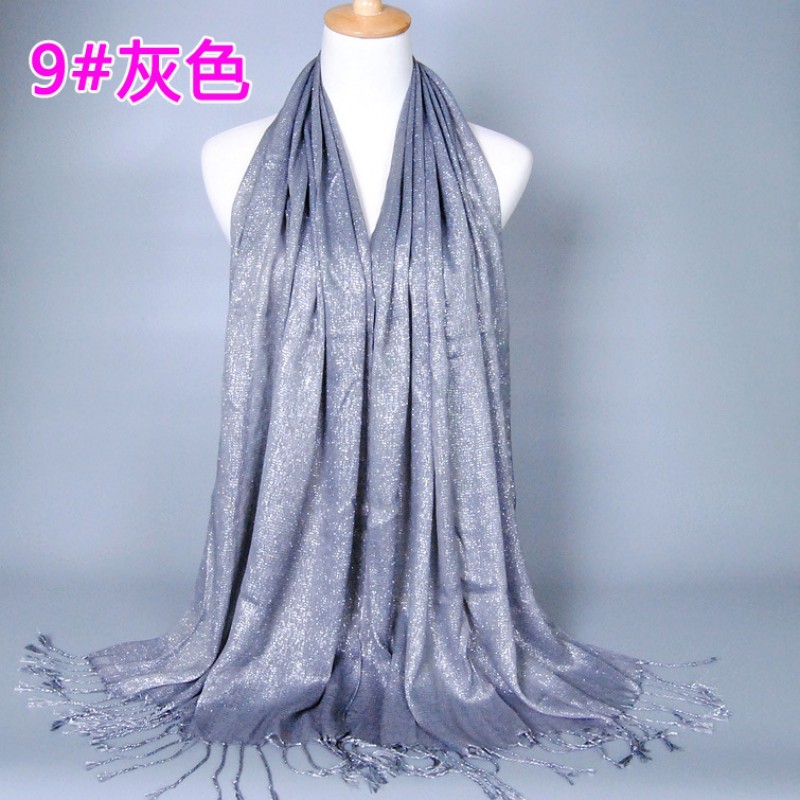 Gray Cotton Shimmery Lustre Scarf