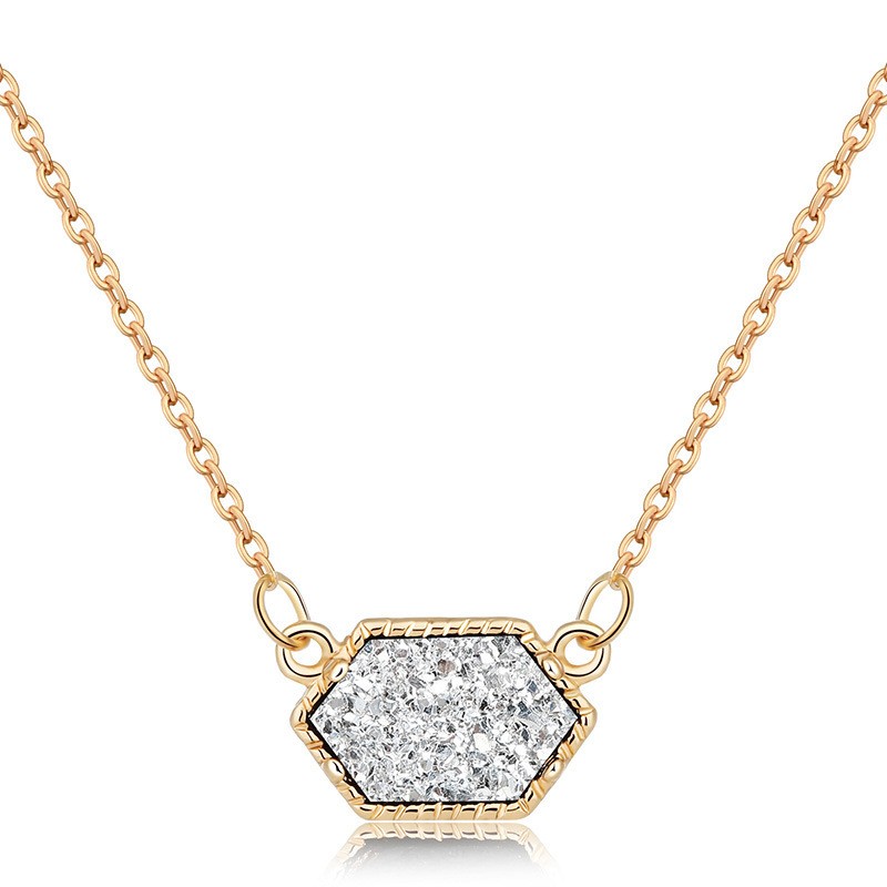 Nz350-Gold and White Crystal Cluster Necklace Pendant Clearance