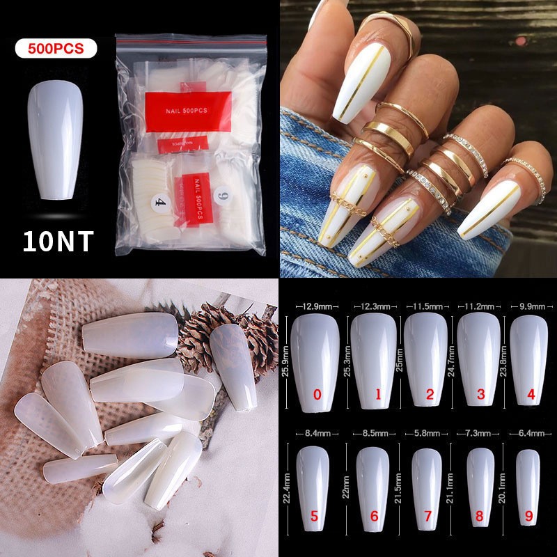 500 Pieces Of 10# Natural Faux Nails