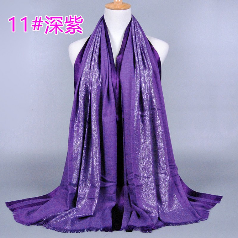 Dark Purple Stripped Satin Cotton Scarf