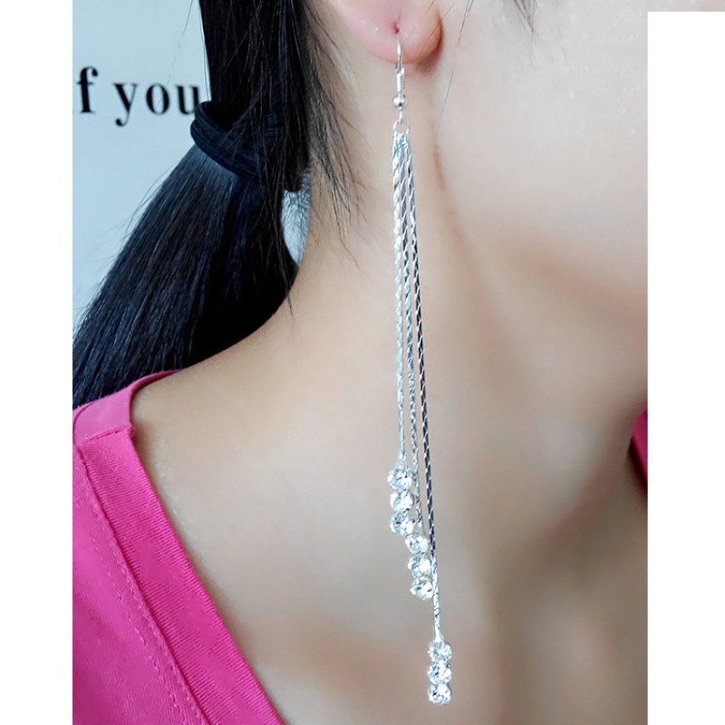 Silver Drop Chain Earrings