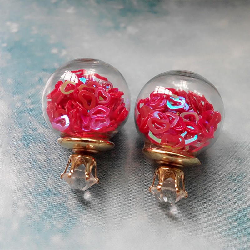 Red Love Orb Studs