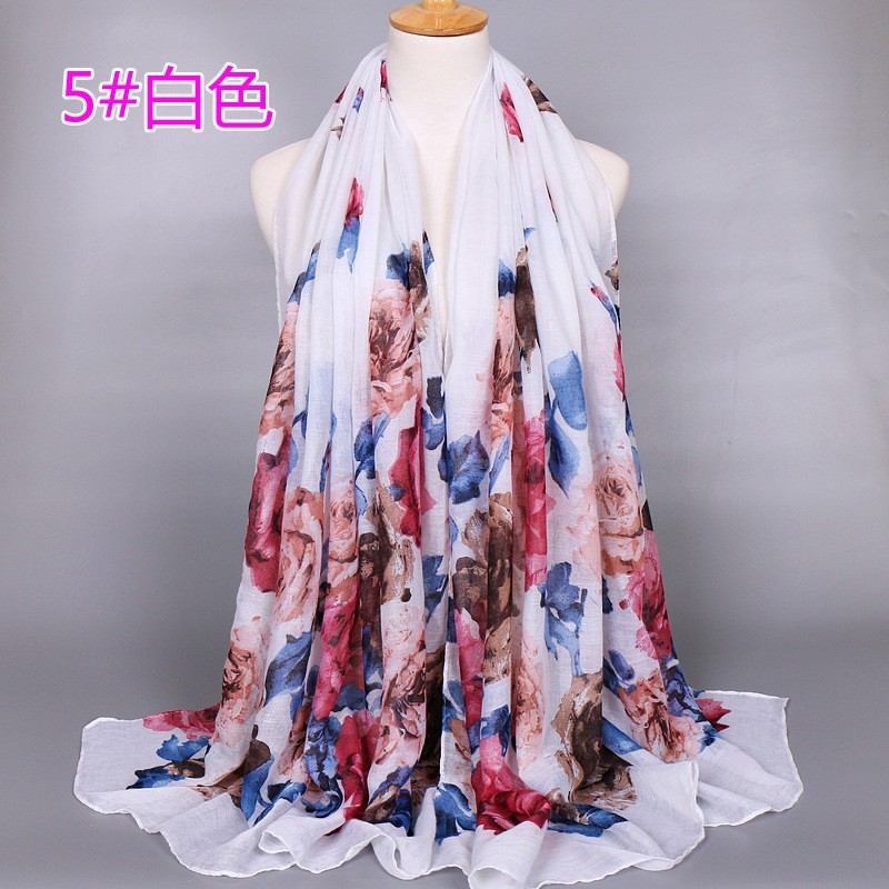 white Heavenly Garden Print Scarf