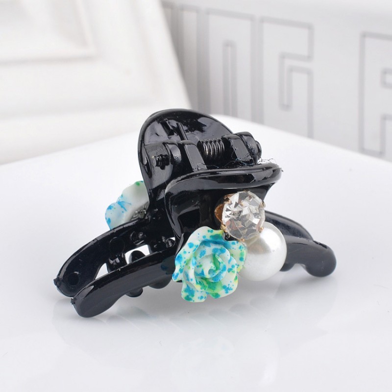 Green Flowers Pearl Hair Clasp