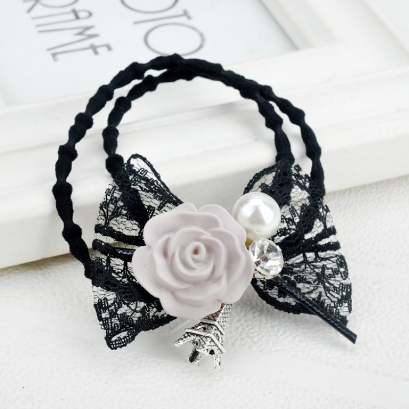 Gray Porcelain Rose Hair Band