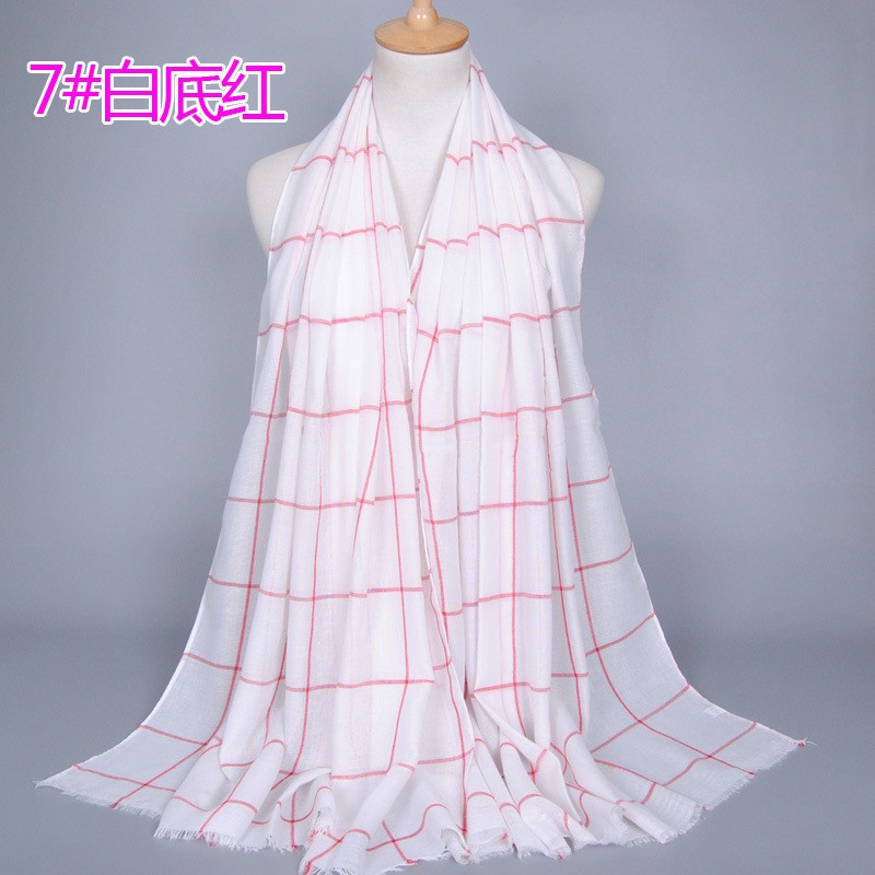 White Red Large Lattice Scarf