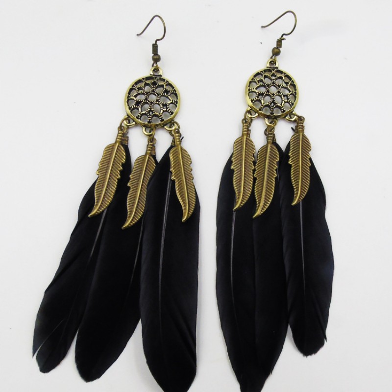 Antique Black Dreamcatcher Drop Earrings