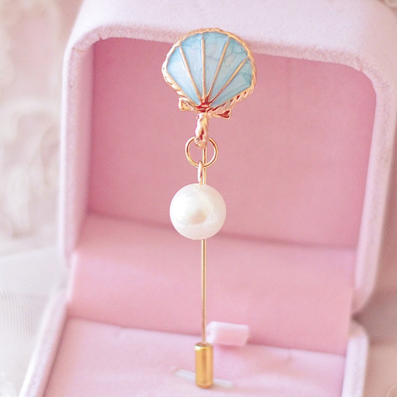 Blue shell Sea life Scarf pin 
