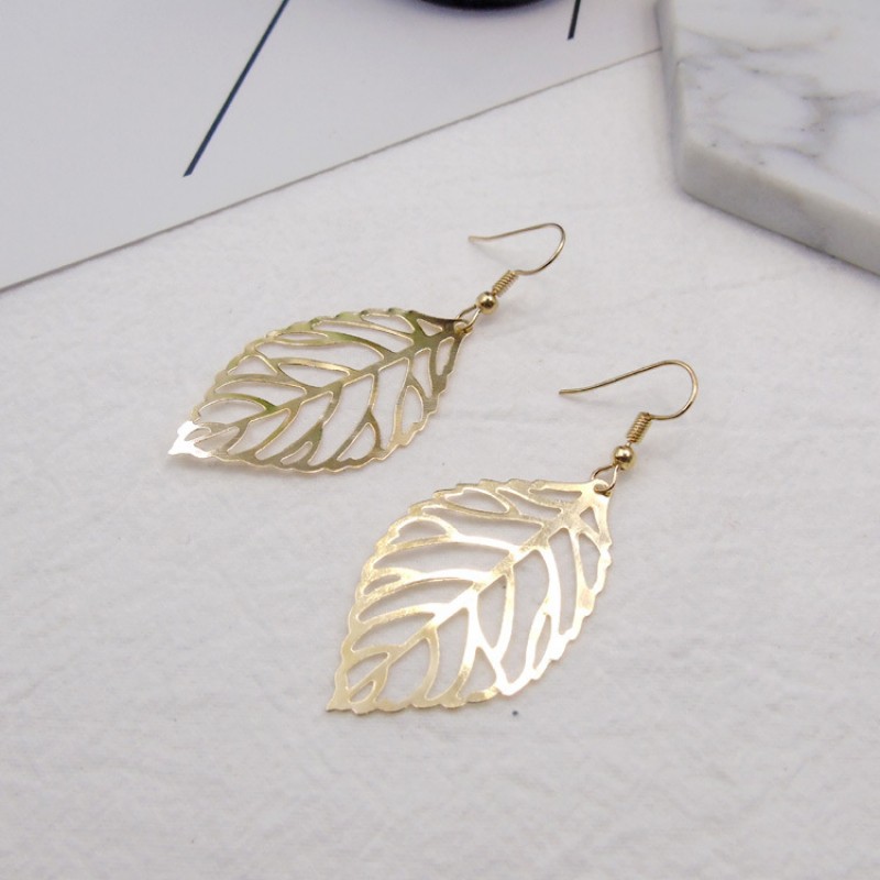 Gold Leaf Drop Earrings