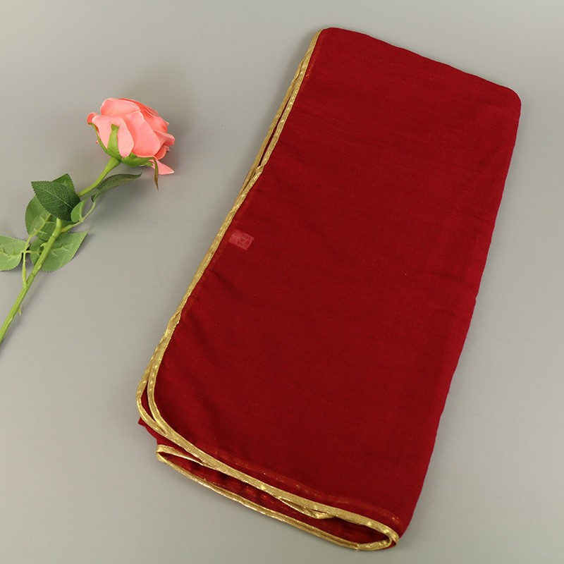 Burgundy Gold Piping Cotton Hijab
