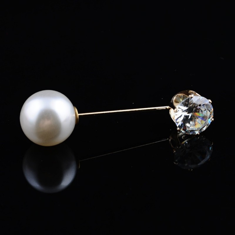 White Swarovski Pearl Scarf Pin 