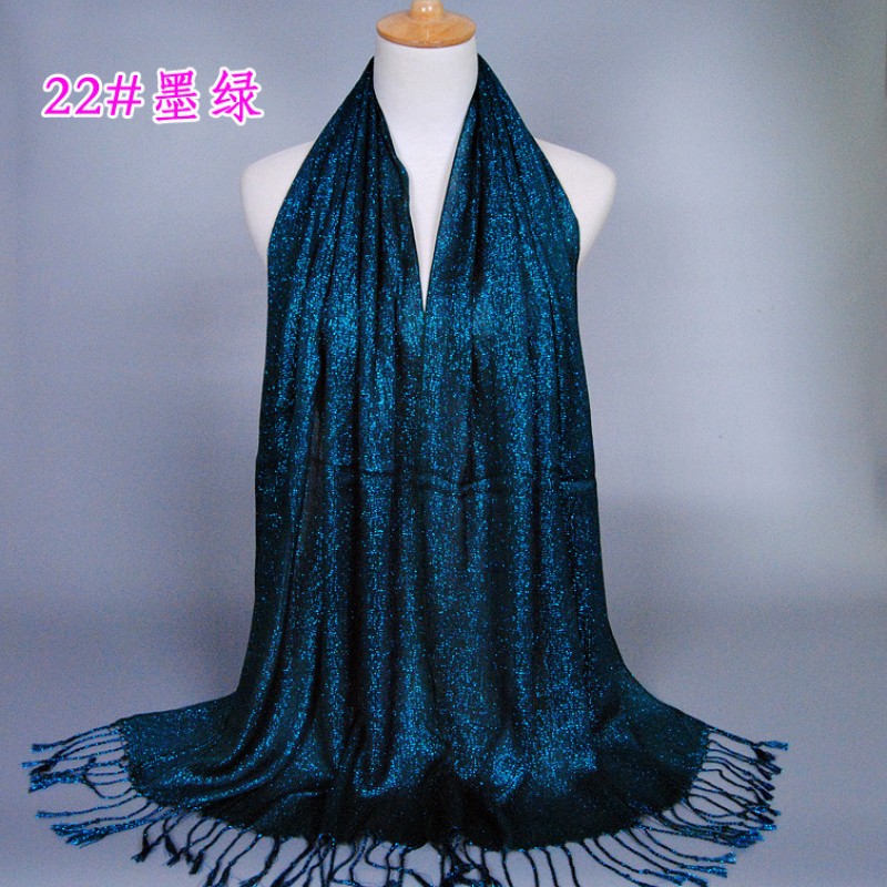 Dark Green Cotton Shimmery Lustre Scarf