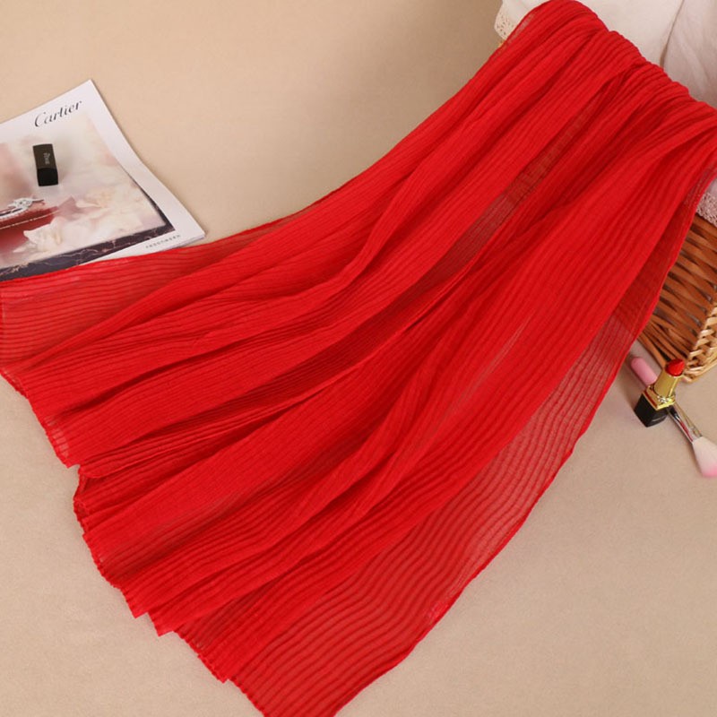 Red Ripple Crinkle Viscose Scarf