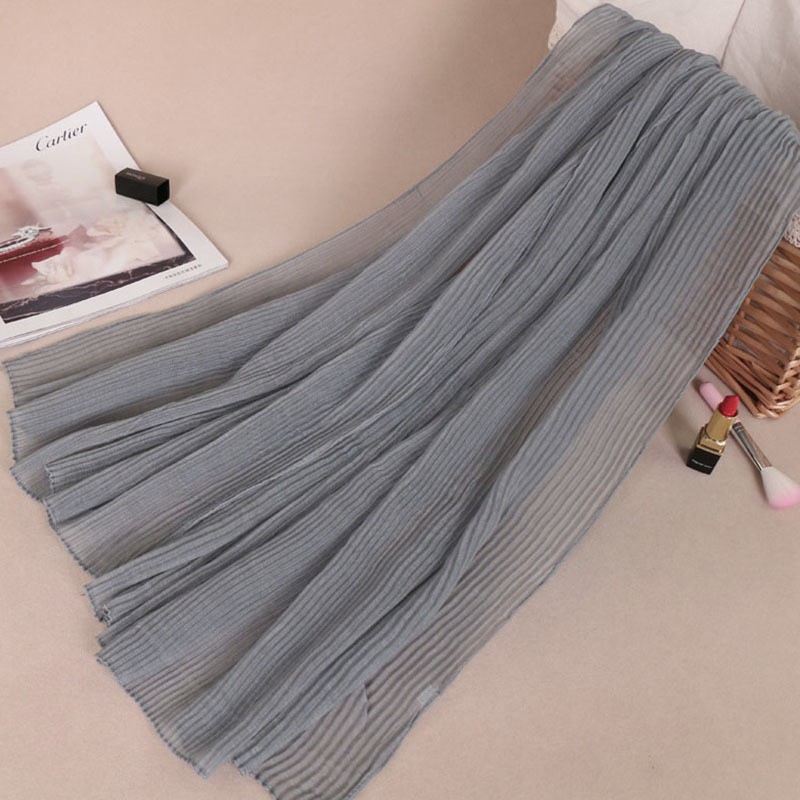 Medium Gray Ripple Crinkle Viscose Scarf