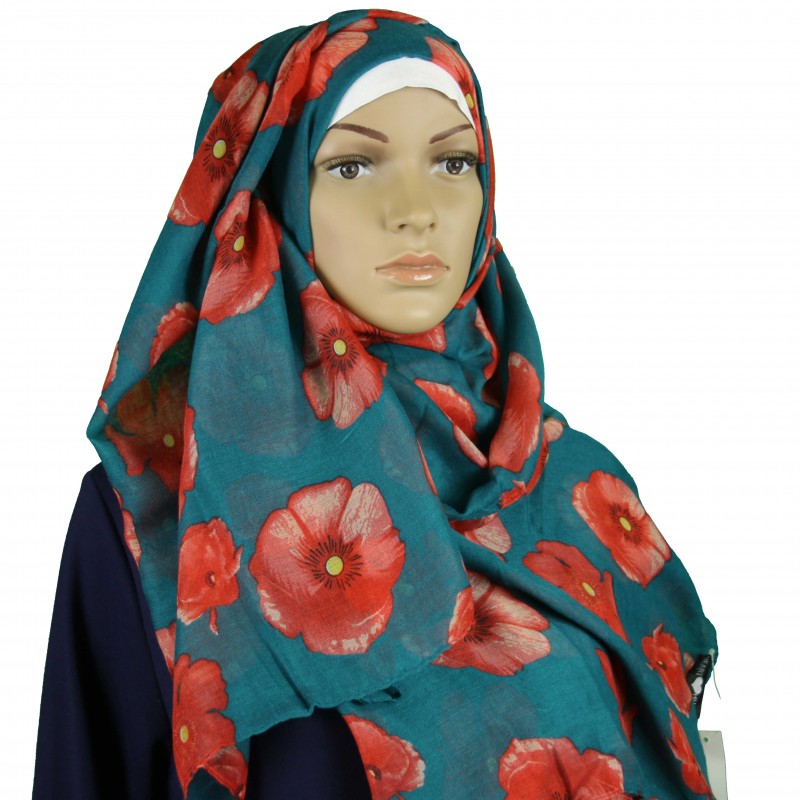 Teal Poppy Hijab