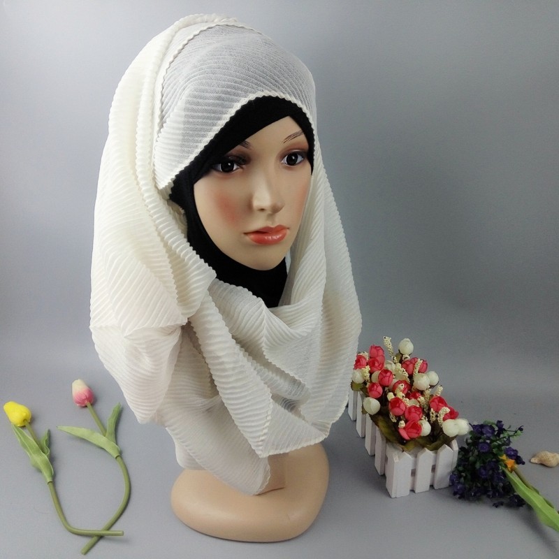 Off White Crinkled Cotton Maxi Scarf 