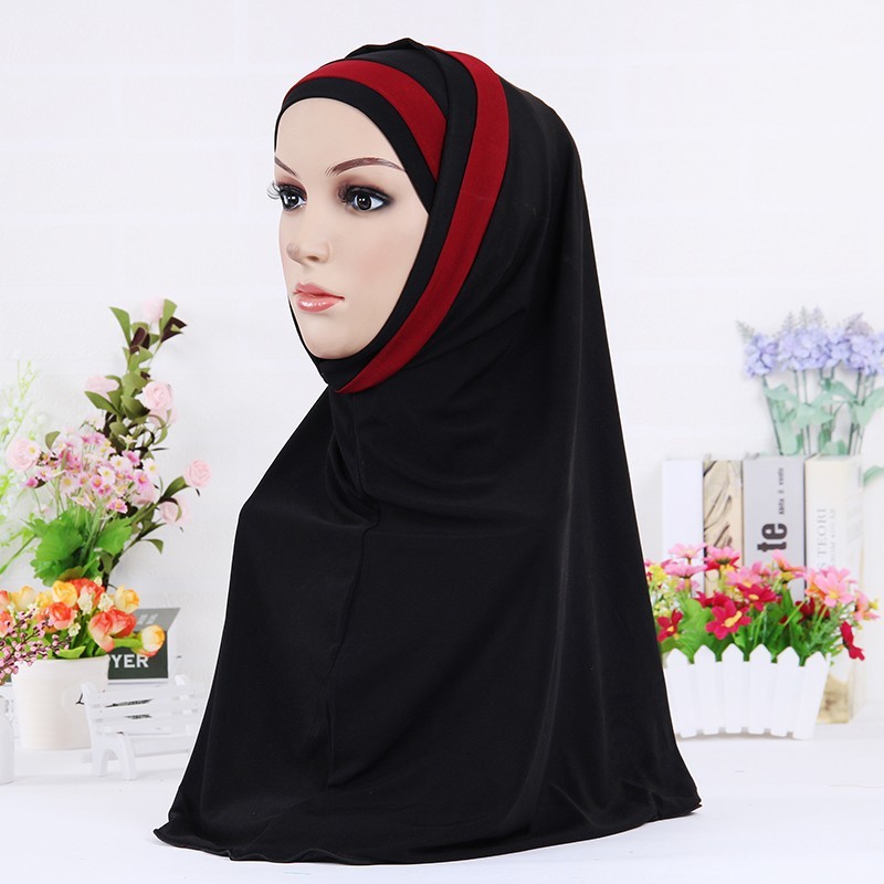 Black Two Piece Stripe Ready Scarf 