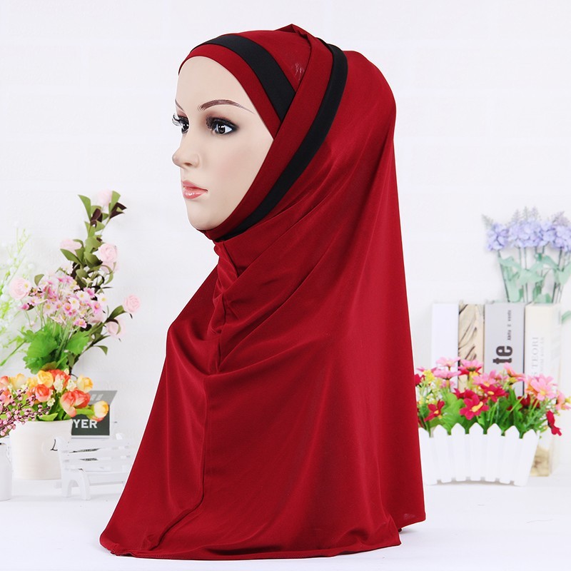Wine Red Two Piece Stripe Ready Scarf 