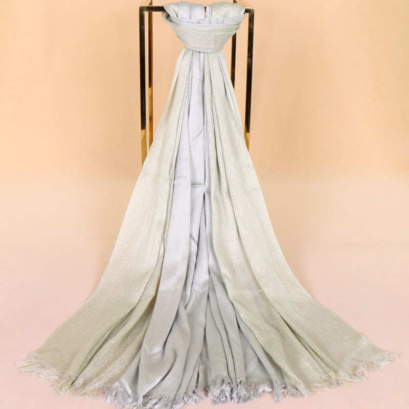 Light Gray 50 Gold Cotton Scarf