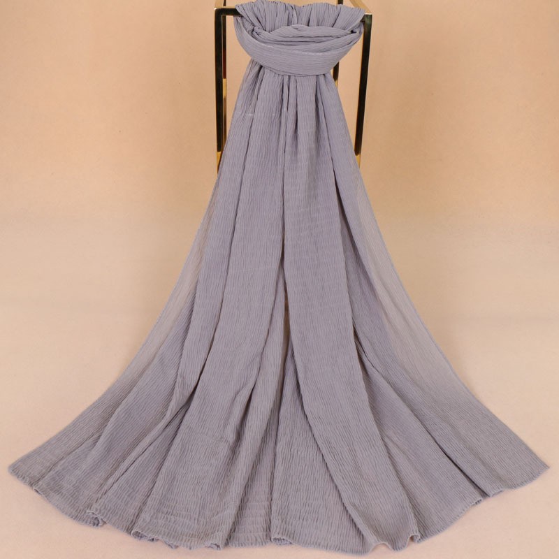medium gray Chiffon Crimp Crinkle Scarf
