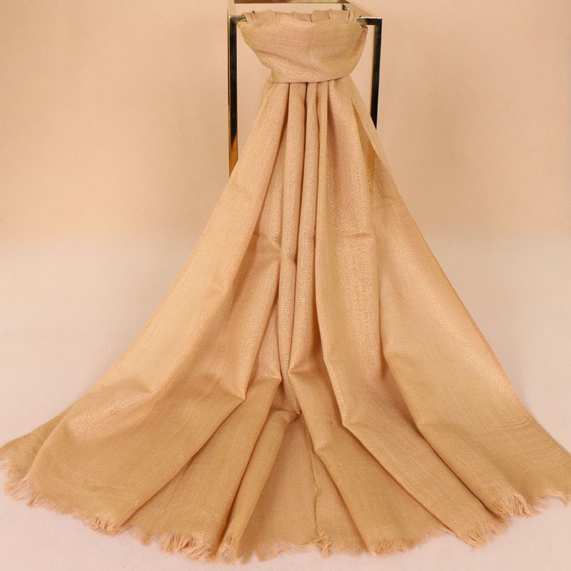 Camel Gold Thread Cotton Scarf