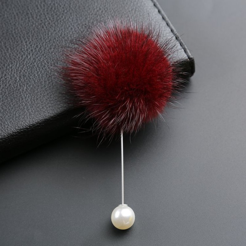 burgundy Puffy Pearl Scarf Pin 