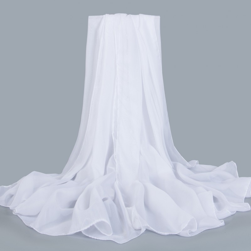 white Chiffon Silk Scarf