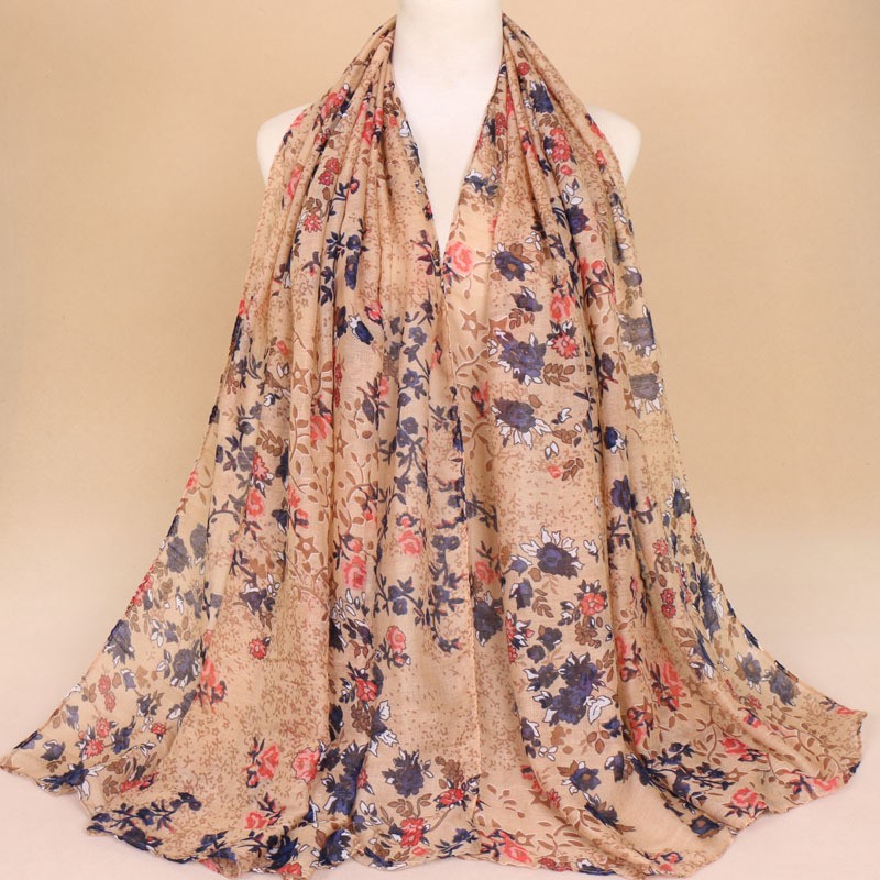 Coffee Cream Highbury Print Scarf
