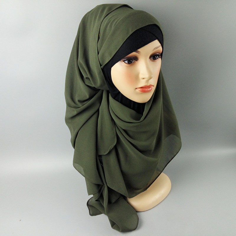 Army Green Soft Chiffon Crepe Scarf 