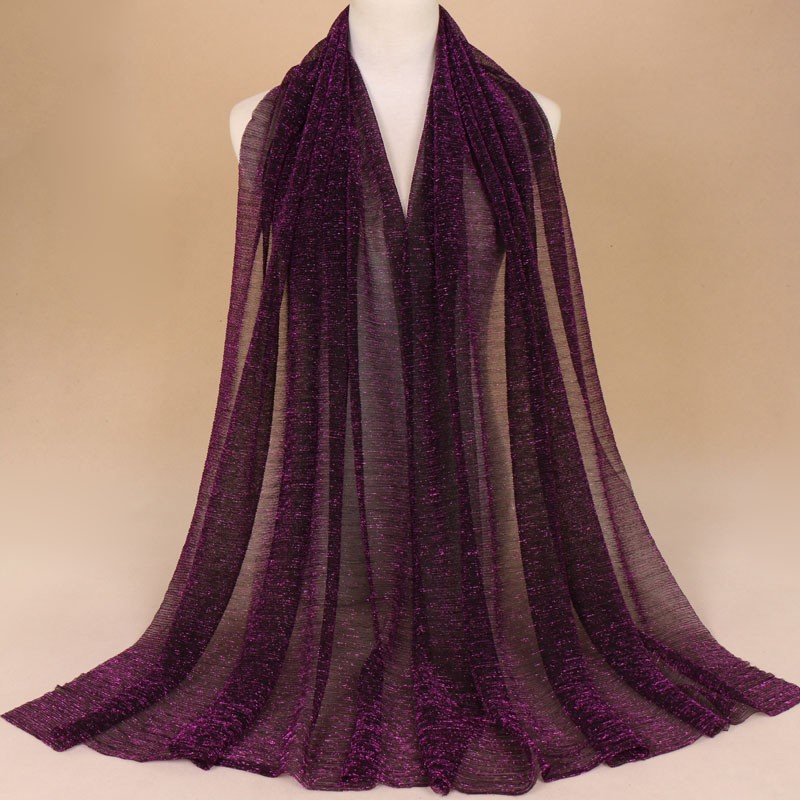Purple Rose Gold Shimmer Silk Scarf