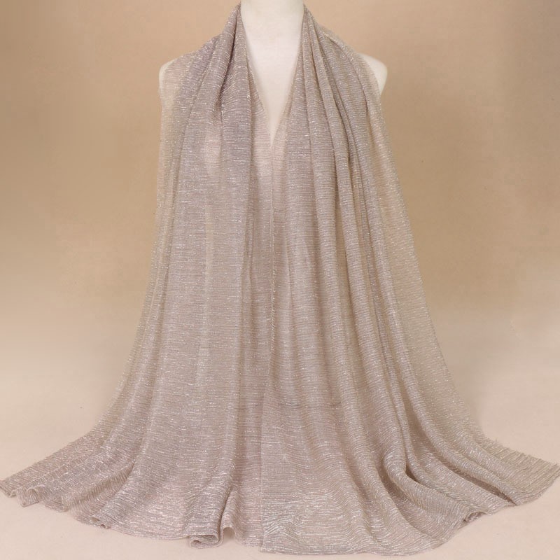khaki Gold Shimmer Silk Scarf