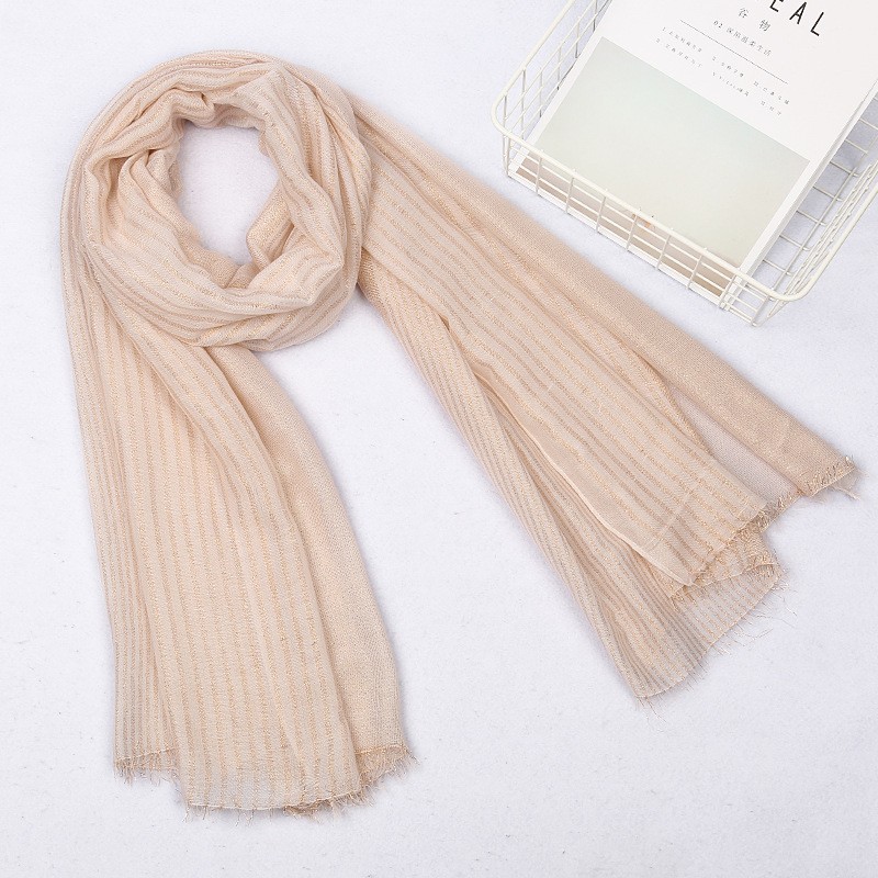 Beige Humbug Striped Scarf