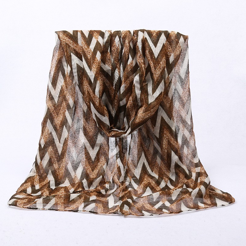 coffee Chevron Layer Print Scarf
