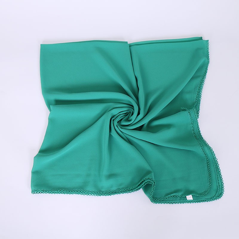 green Crumpled Chiffon Square Scarf