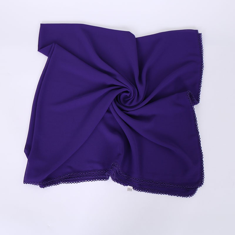 sapphire purple Crumpled Chiffon Square Scarf