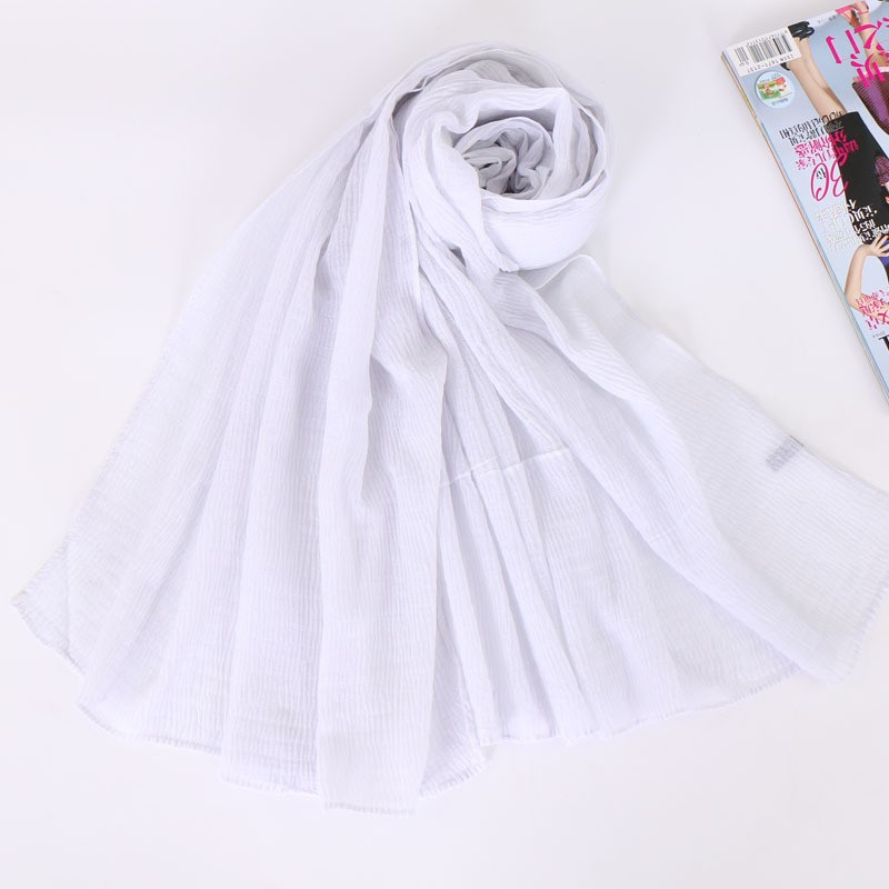white Crimp Cotton Crinkle Scarf
