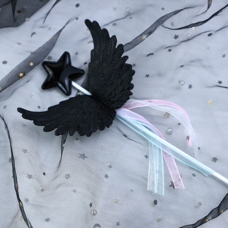 Angel Wings - Black - Plastic 1 Piece Cake Topper