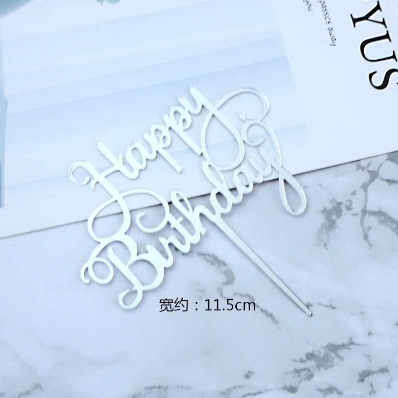 Acrylic - Silver Hp Lace - 1 Piece With Bottom Plate Cake Topper