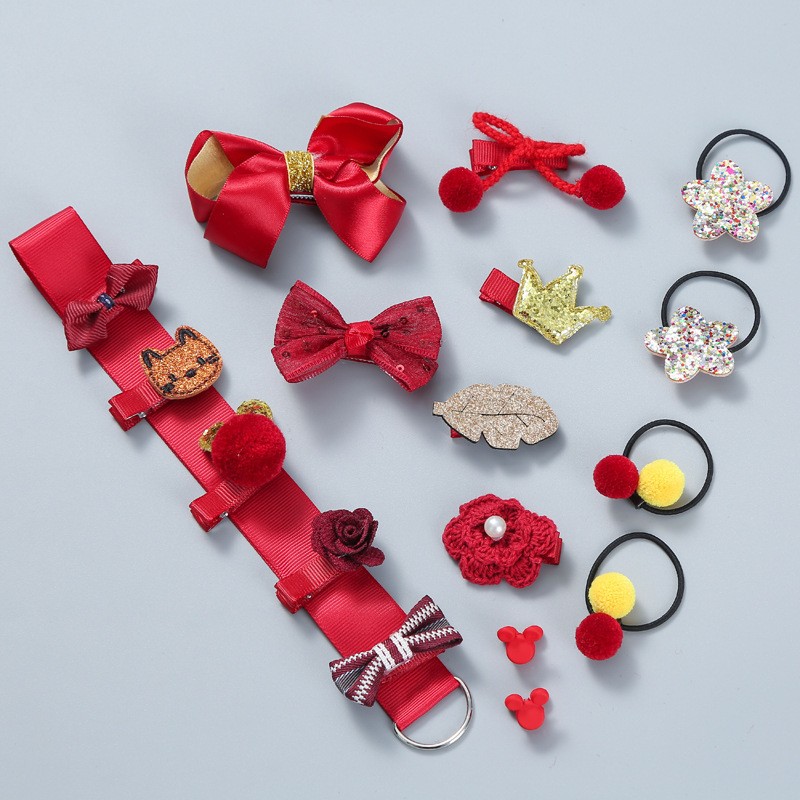 08# Bag-Wine Red Hair Accessories Kids Set Clearance
