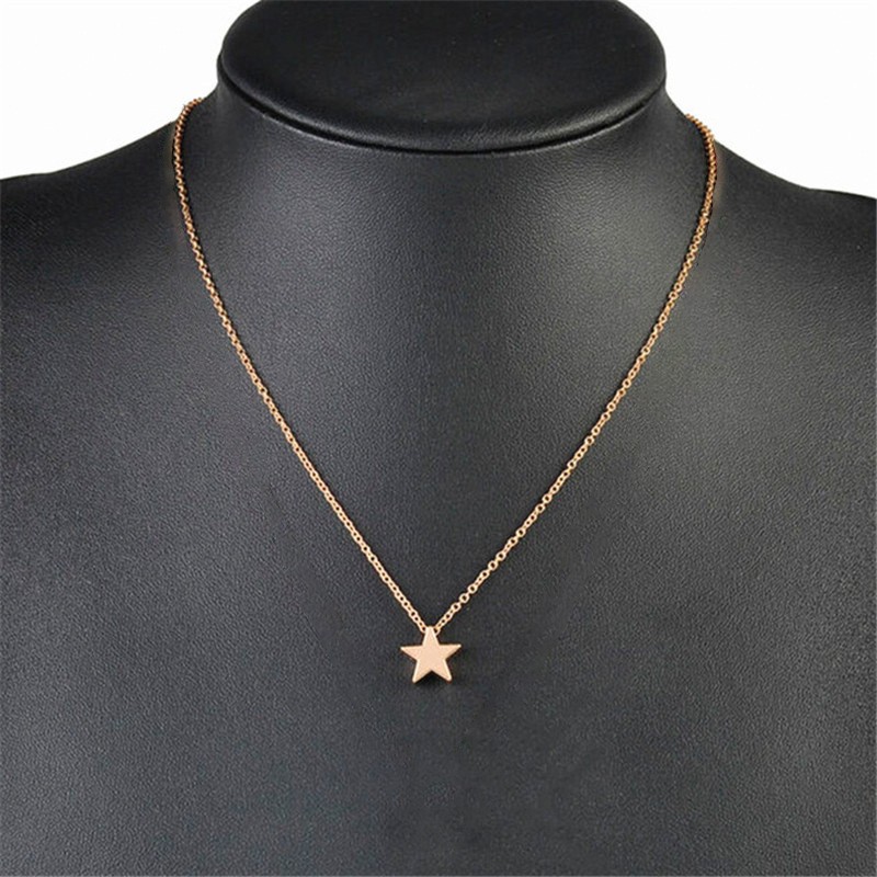 1 437# Golden Five-Pointed Star Korean style Necklace