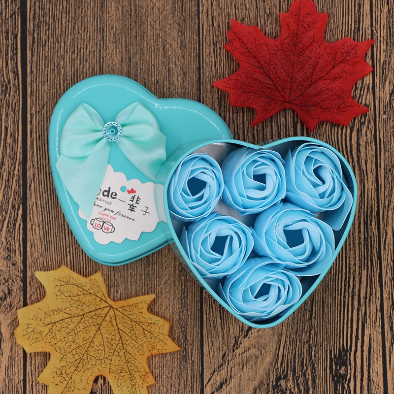 Blue Monochrome Valentines Rose Soap Gift
