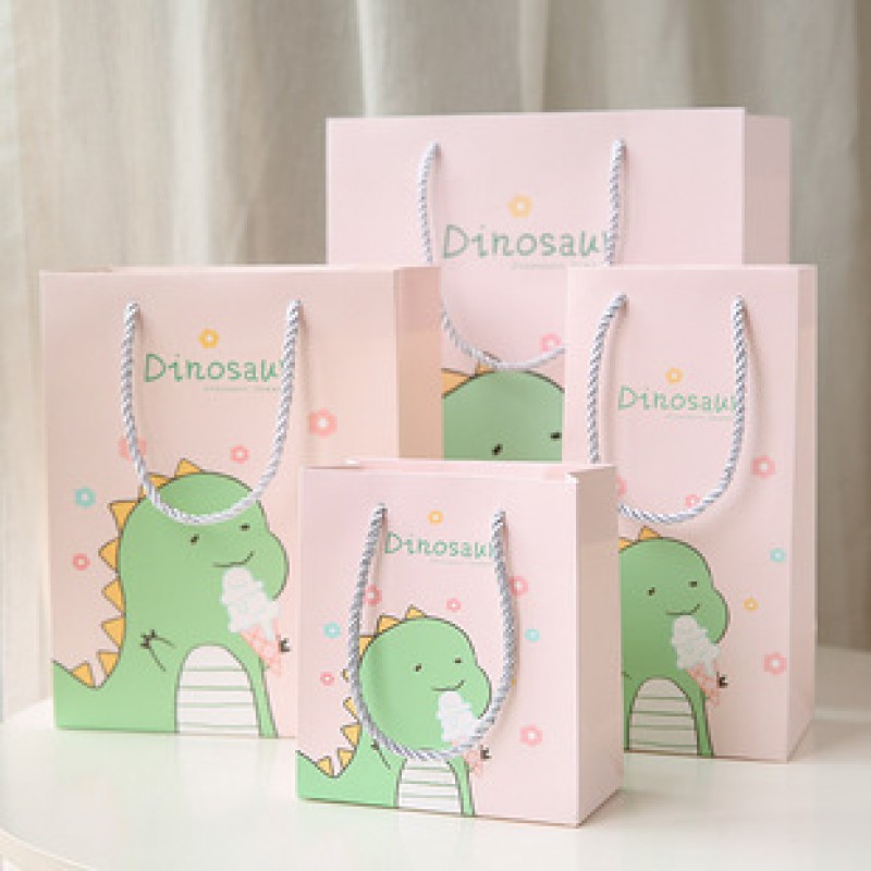 Smallmaterial Pink Dinosaur Gift Bag