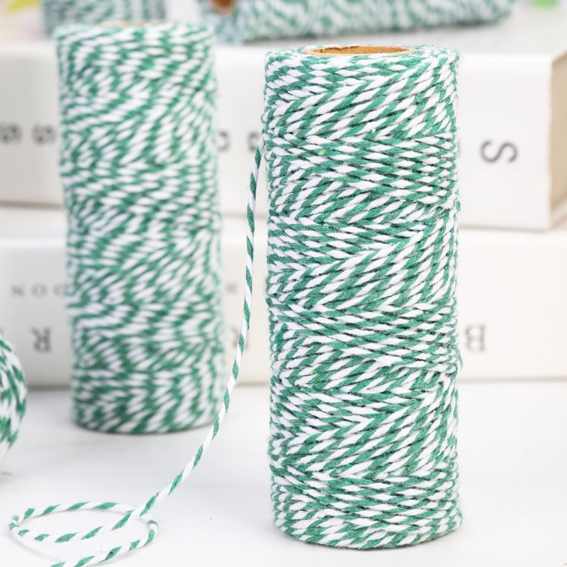 White And Greens 15Cm X50M - Roll Cotton Rope Craft Supplies