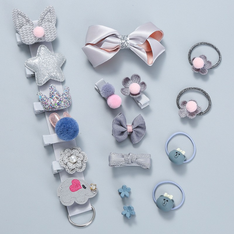 13# Bag-Gray Hair Accessories Kids Set