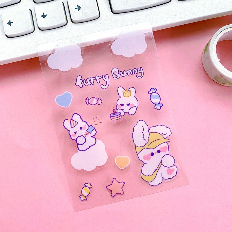 Backpack Bunny Transparent Stickers Sheet