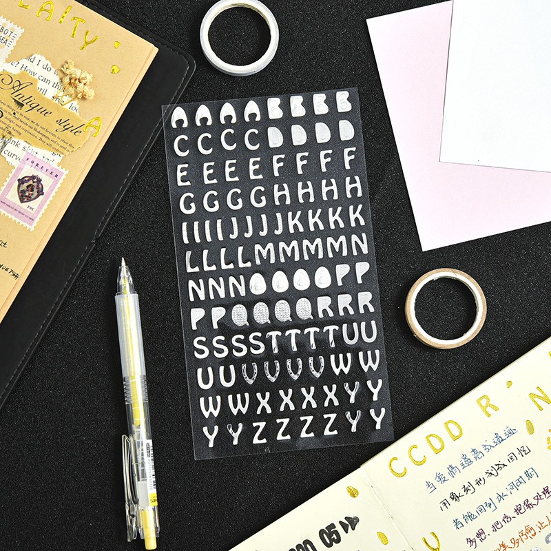 Hot Silver Cartoon Letters Sticker Sheet Clearance