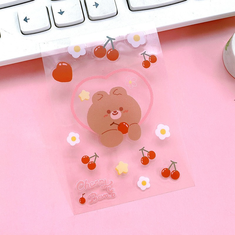 Cherry Bear Transparent Stickers Sheet